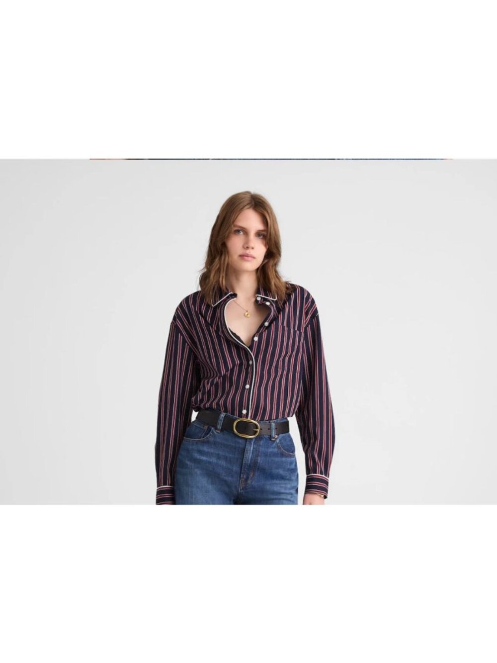 madewell long button up shirt stripe poplin